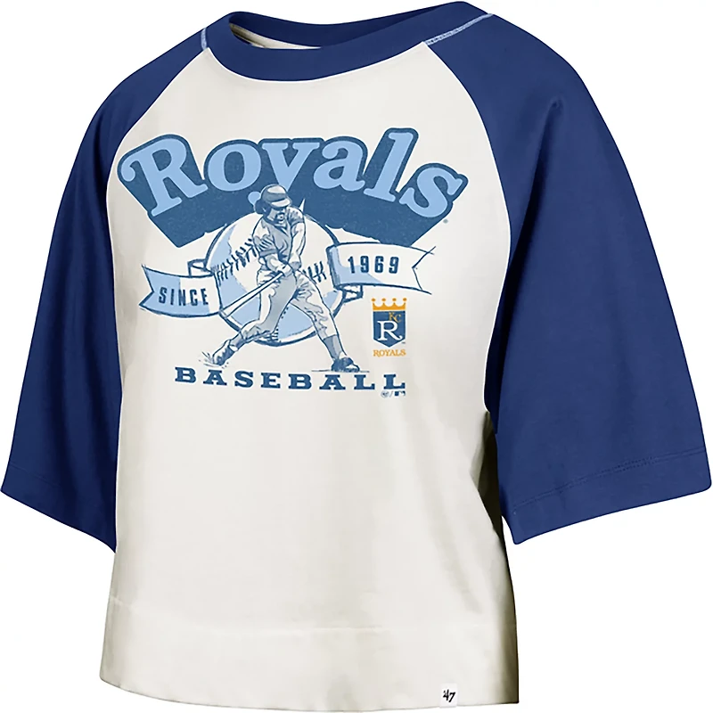 '47 Kansas City Royals Women's Infield Shift Raglan Crop Graphic T-shirt