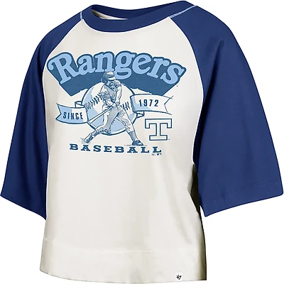 '47 Texas Rangers Women's Infield Shift Raglan Crop Graphic T-shirt