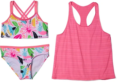 Gerry Girls' Doodle Double Strap 3-Piece Bikini Set with Tank