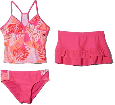 Gerry Girls' Vivid Ric-Rac Trim Tankini Ruffle 3-Piece Skirt Swim Set