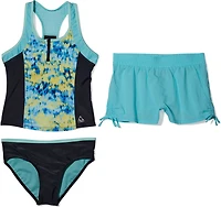 Gerry Girls' Drench Zip Front Tankini 3-Piece Short Swim Set