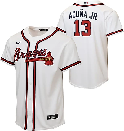 Nike Boys' Atlanta Braves Ronald Acuna Jr #13 Home Baseline Jersey