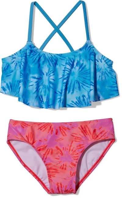 O'Rageous Girls' 8-20 Fireworks Tie Dye Flouncy 2-Piece Swimsuit