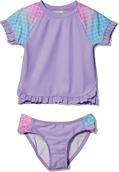O'Rageous Toddler Girls' Mermaid Scale Ombre Rash Guard 2-Piece Swimsuit