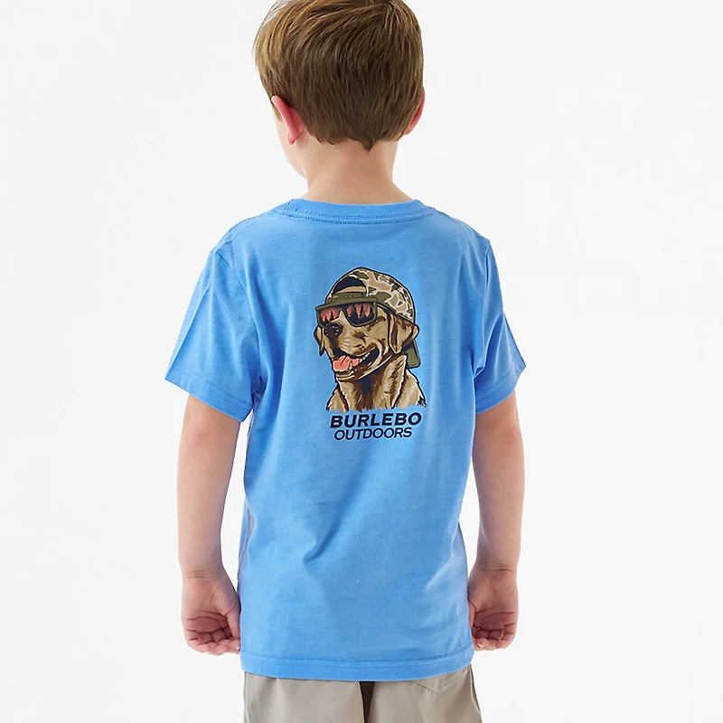 BURLEBO Boys' Mallard Camo Dog Short Sleeve T-shirt