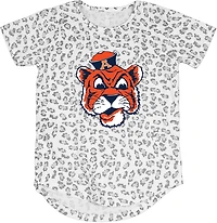 Wes & Willy Girls' Auburn University Primary Logo Leopard Burn-Out T-Shirt