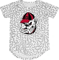 Wes & Willy Girls' University of Georgia Primary Logo Leopard Burn-Out T-Shirt