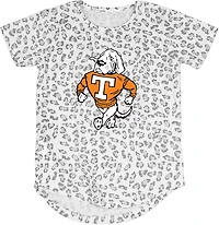 Wes & Willy Girls' University of Tennessee Primary Logo Leopard Burn-Out T-Shirt