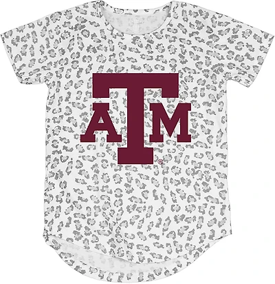 Wes & Welly Girls' Texas A&M University Primary Logo Leopard Burn-Out T-Shirt