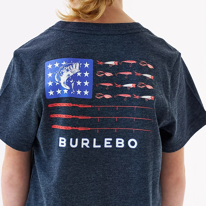 BURLEBO Boys' Fishing USA T-shirt