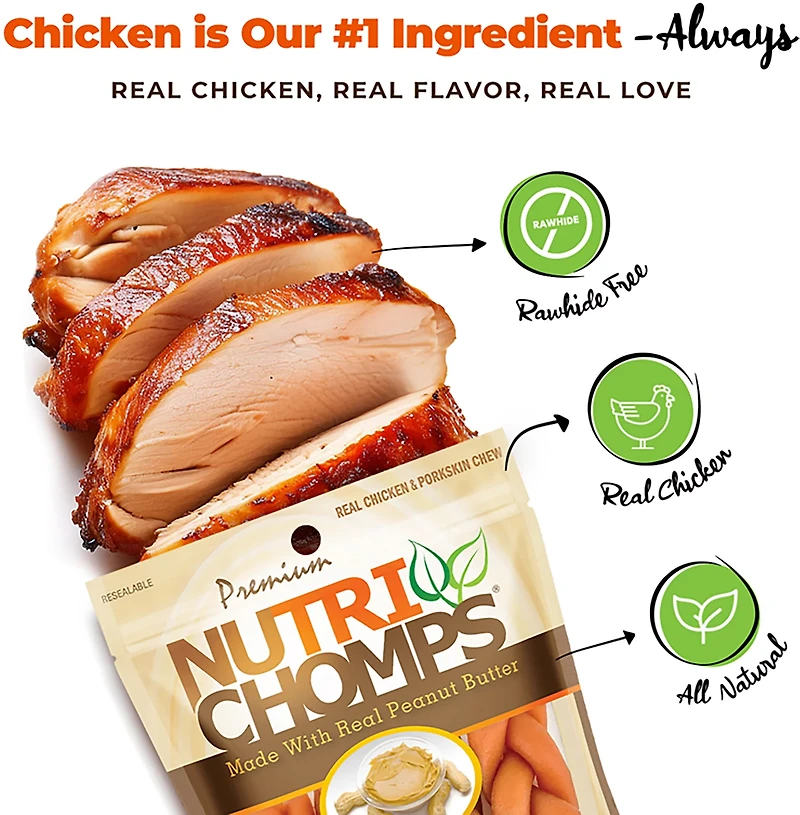 Nutri Chomps 6 in. Peanut Butter Flavor Braids 4-count