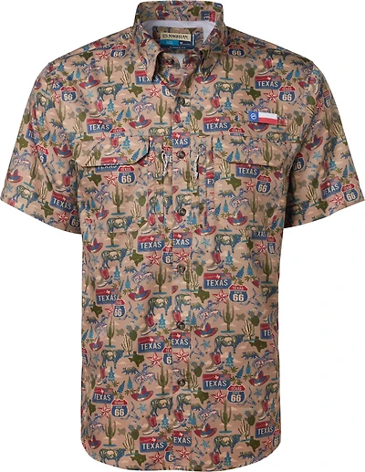 Magellan Outdoors Men's FishGear Local State Texas Print Short Sleeve Button-Down Shirt