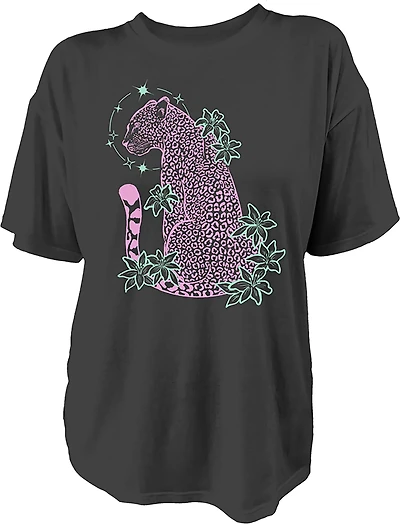 Live Outside the Limits Women's Neon Cheetah Oversized Graphic T-shirt