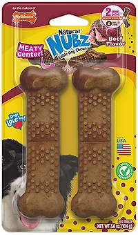 Nylabone Nubz Large 30+ lbs. Beef Meaty Center Dog Chew Treats 2-count