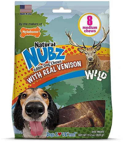Nylabone Nubz Wild Antler Venison Large 30+ lbs. Dog Chew Treats -count