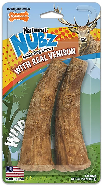 Nylabone Nubz Wild Antler Venison Large 30+ lbs. Dog Chew Treats 2-count