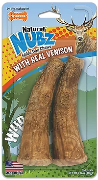 Nylabone Nubz Wild Antler Venison Large 30+ lbs. Dog Chew Treats 2-count