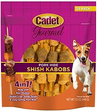 Cadet Gourmet Pork Hide Shish Kabob Dog Treats 18-Pack