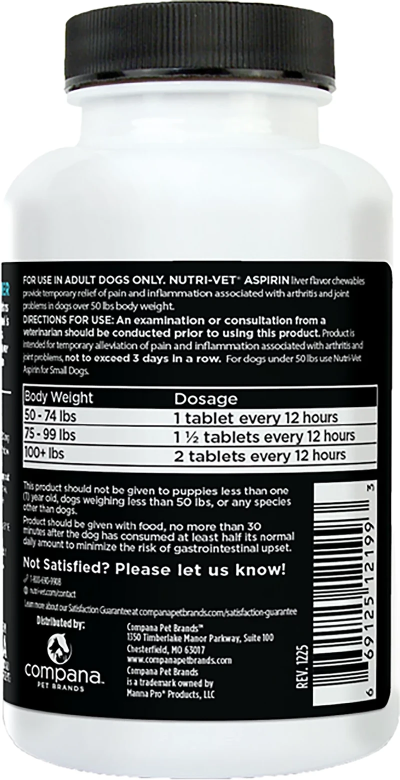 Nutrivet 300 mg K9 Aspirin 75-count