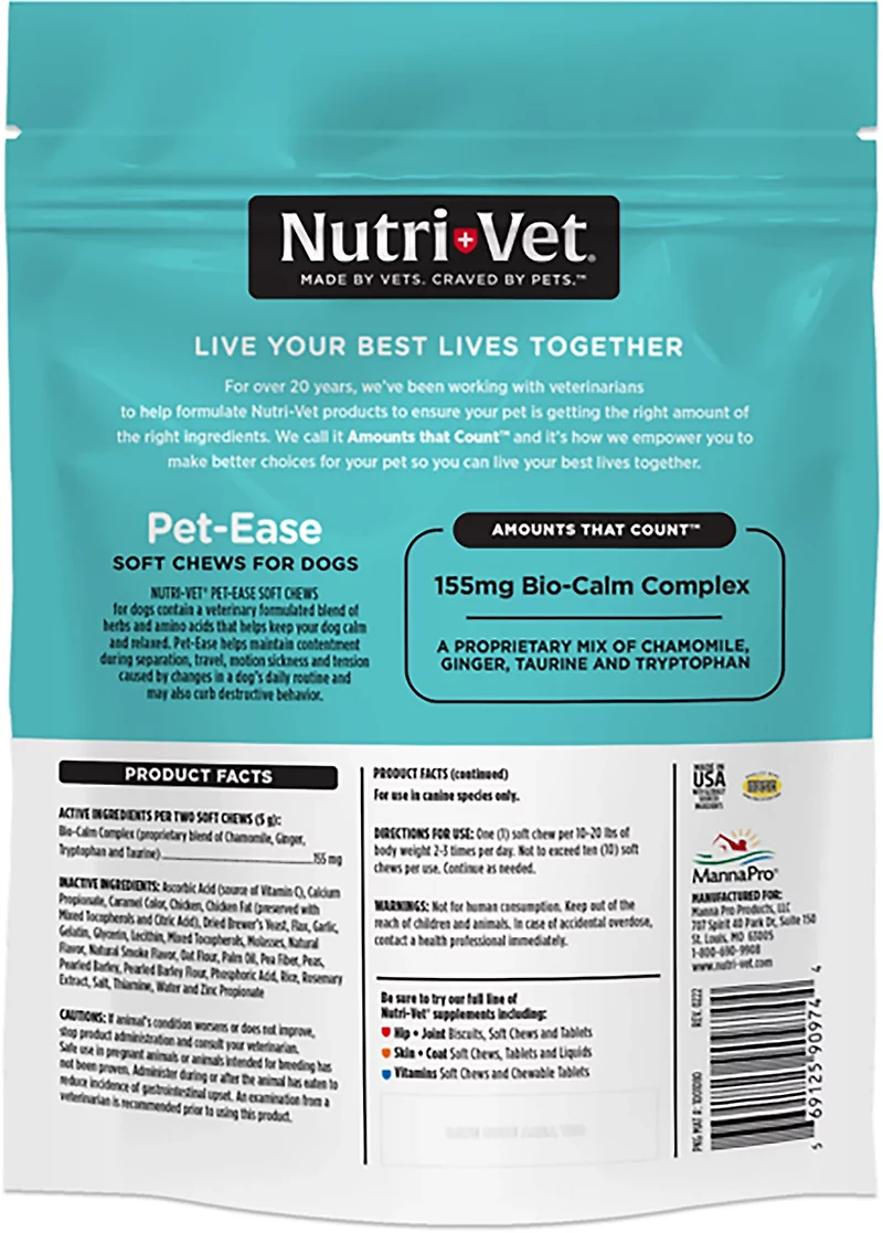 Nutrivet K9 Pet Ease 6 oz. Soft Chew