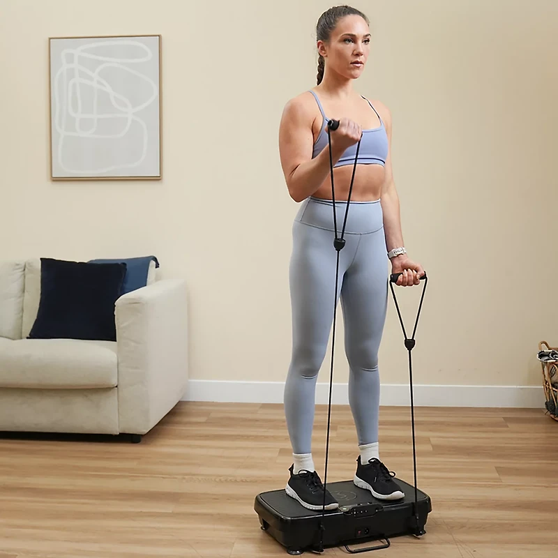 Sunny Health & Fitness Vibration Platform Machine with Resistance Bands