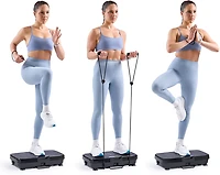 Sunny Health & Fitness Vibration Platform Machine with Resistance Bands