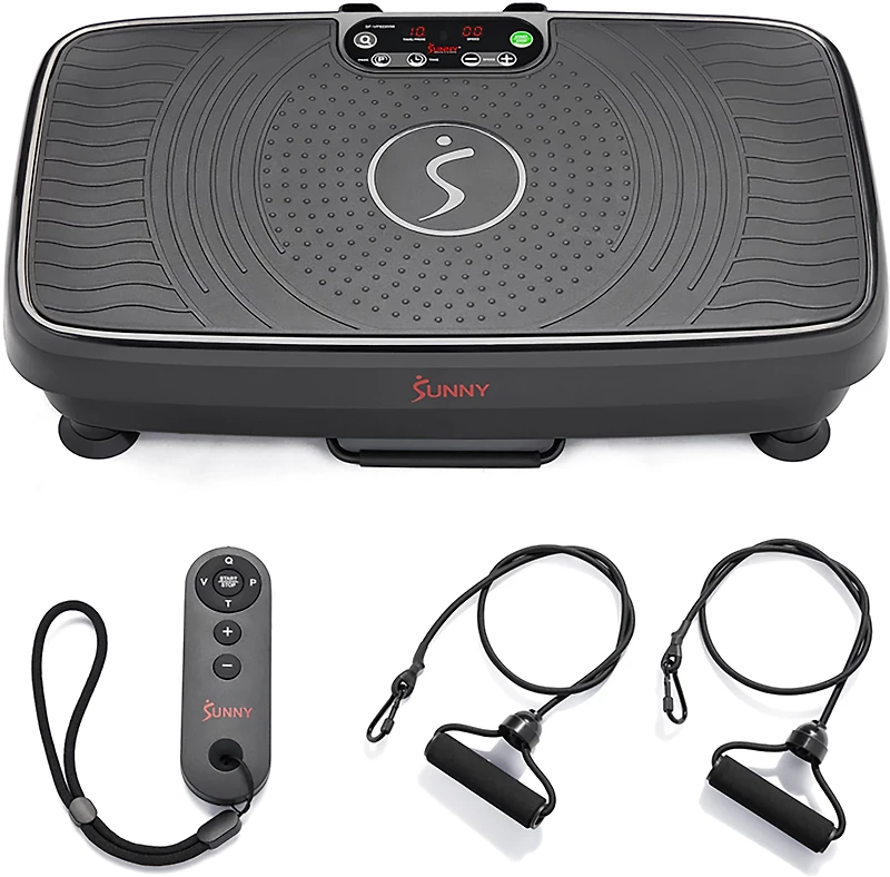 Sunny Health & Fitness Vibration Platform Machine with Resistance Bands