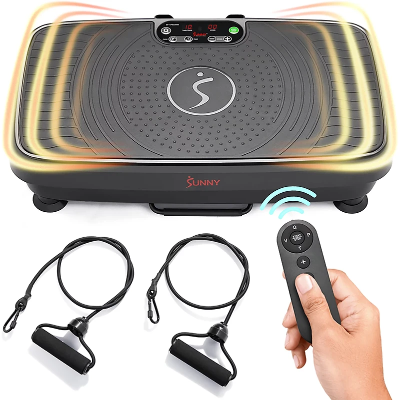 Sunny Health & Fitness Vibration Platform Machine with Resistance Bands