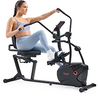Sunny Health & Fitness Smart Magnetic Resistance Dual Action Recumbent Elliptical Trainer with Bluetooth