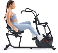 Sunny Health & Fitness Smart Magnetic Resistance Dual Action Recumbent Elliptical Trainer with Bluetooth