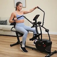 Sunny Health & Fitness Smart Magnetic Resistance Dual Action Recumbent Elliptical Trainer with Bluetooth