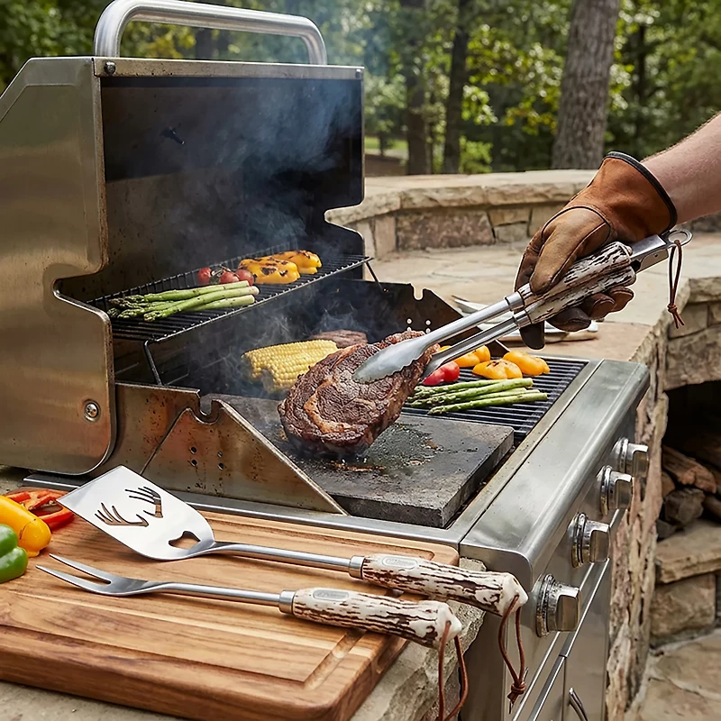 Outdoor Gourmet Antler 3-Piece Barbecue Tool Set