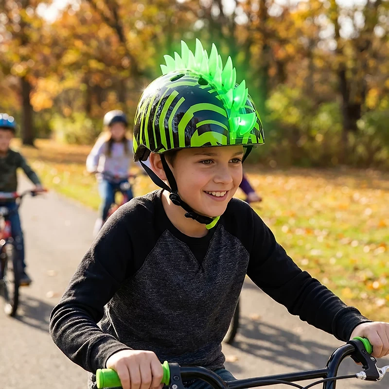 Krash Dazzle Green Mohawk Helmet with LED Lights Youth 8+ (54-58 cm)