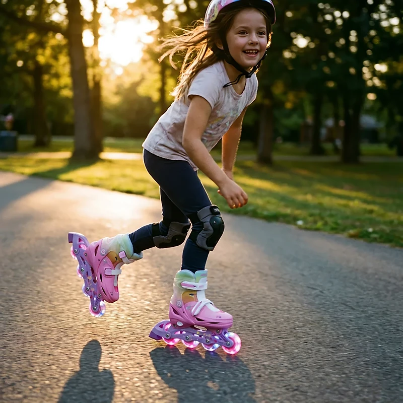 NEON Girls' Combo Inline and Quad Adjustable Light-Up Skates