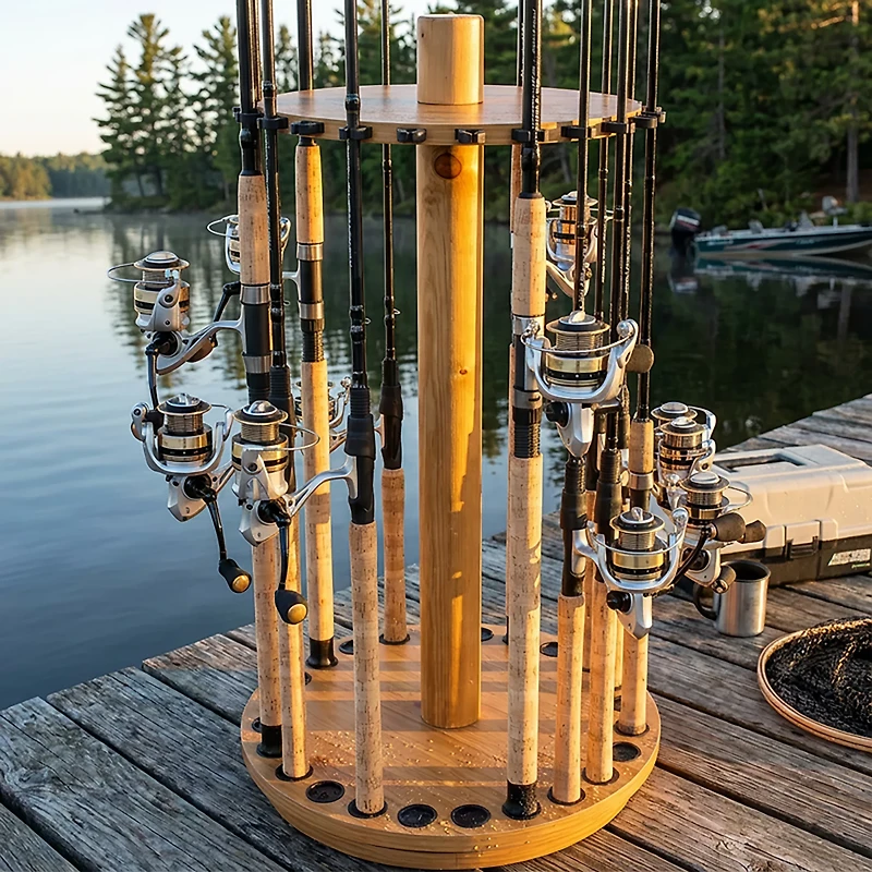 Rush Creek Creations 24 Spinning Round Fishing Rod Storage Rack