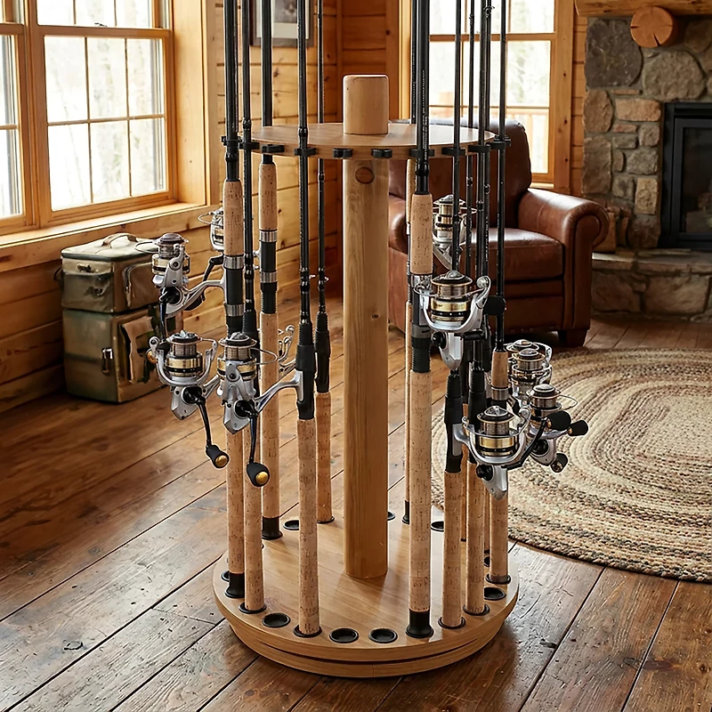 Rush Creek Creations 24 Spinning Round Fishing Rod Storage Rack