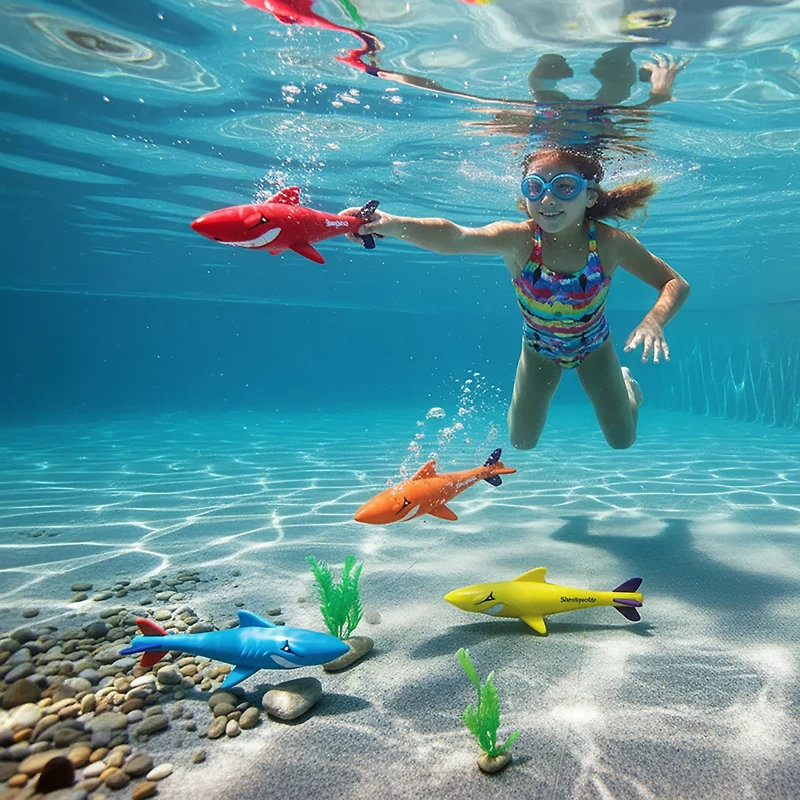 Prime Time Toys Underwater Sharkpedo Glider Dive Pool Toys 4-Pack