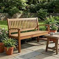 Mosaic Acacia Wood Bench with Slat Back