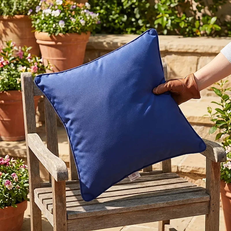 Mosaic 18 in Reversible Solid Patio Pillow with Piping