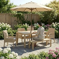 Mosaic 6 Piece Dining Set with Wicker and Faux Wood