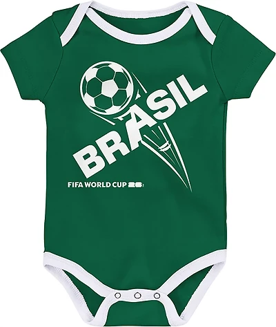 Outerstuff Infant Boys' Brazil 2026 World Cup Creepers 3-Pack