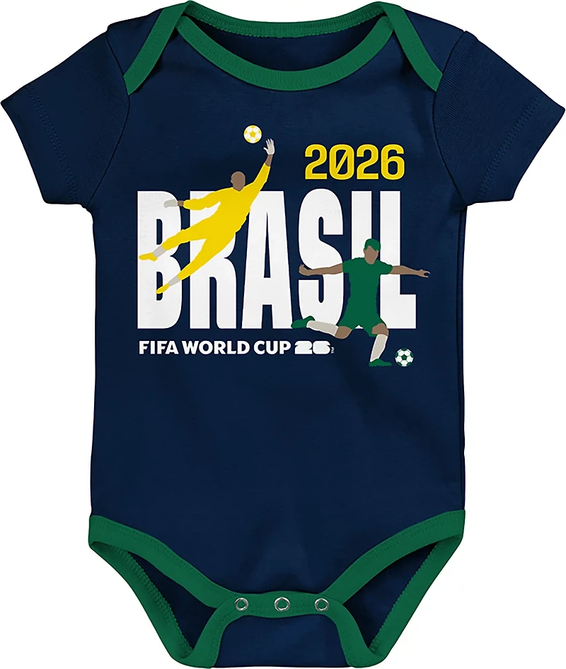 Outerstuff Infant Boys' Brazil 2026 World Cup Creepers 3-Pack