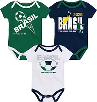 Outerstuff Infant Boys' Brazil 2026 World Cup Creepers 3-Pack