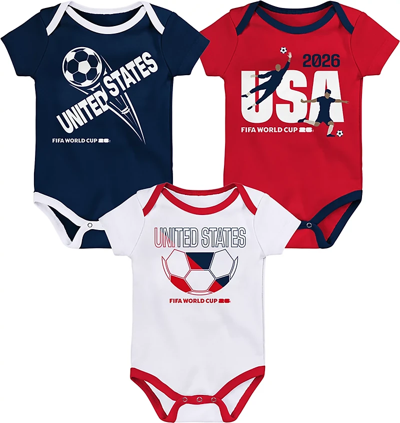 Outerstuff Infant Boys' USA 26 World Cup Creepers 3-Pack