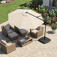 Mosaic Round Patio 10 ft Cantilever Umbrella with EZ Lever