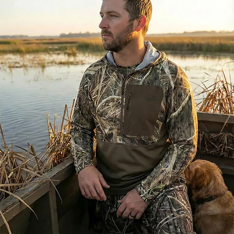 Drake Men's EST Performance 1/2 Zip Camo Hoodie