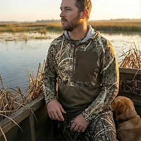 Drake Men's EST Performance 1/2 Zip Camo Hoodie