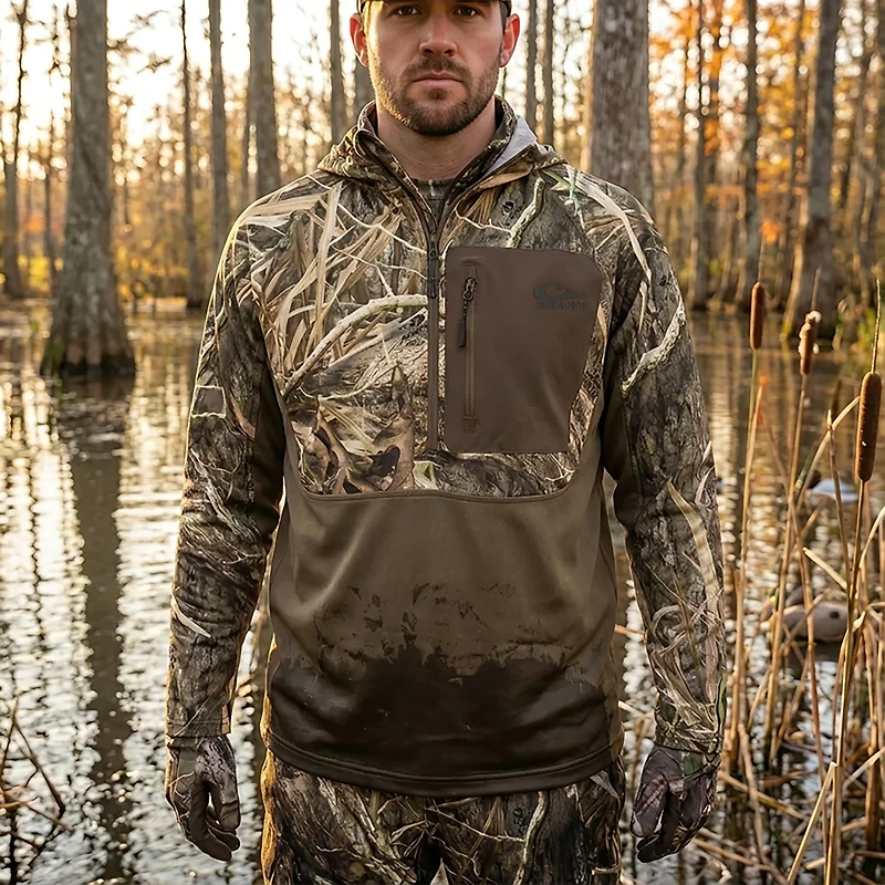 Drake Men's EST Performance 1/2 Zip Camo Hoodie