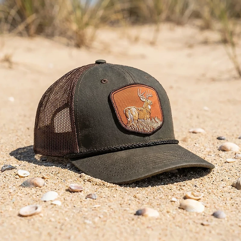 Paramount Apparel Men's Wax Canvas Deer Patch Rope Cap