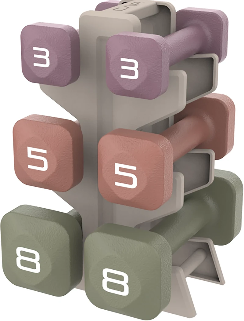 Tone Fitness 32 lb Neoprene Dumbbell Set with Rack